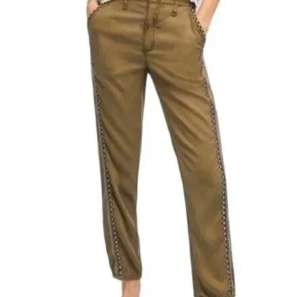 Anthropologie Brown Pants with Embellished Sides
